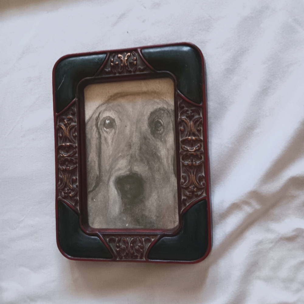 - 6x4 framed watercolor of dog